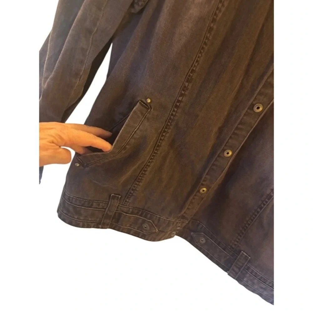 Columbia Sportswear XCO Women's XL Grey/Black Denim Jacket Mandarin Collar